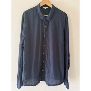 James Perse Mens Navy Blue 100% Cotton Long Sleeve Button Down Shirt Size 4